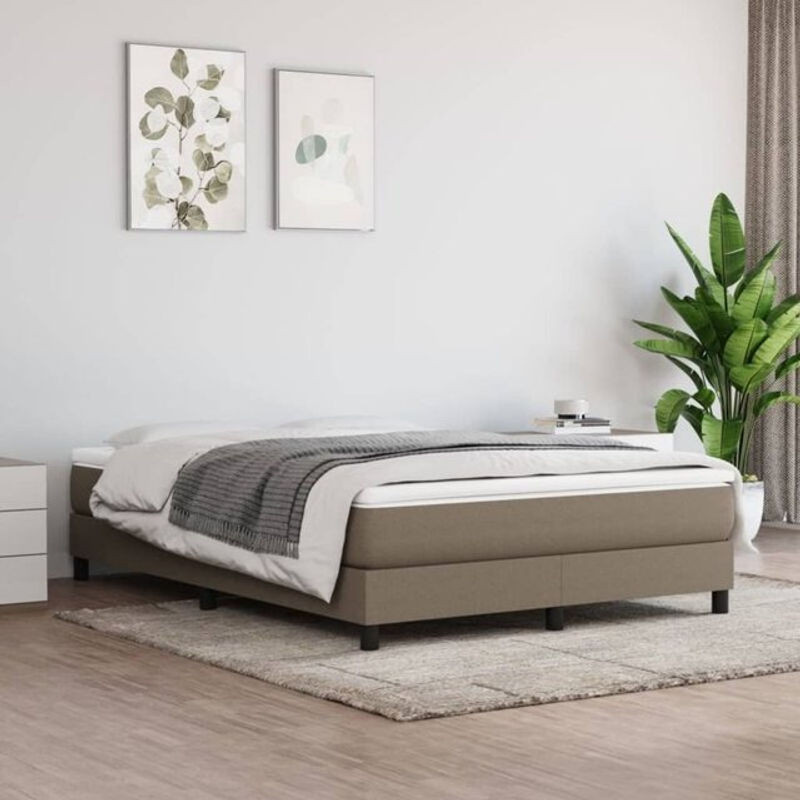 Vidaxl Boxspringbett mit Matratze in Taupe meliert aus Stoff, B/T/H: 140 x 200 cm - Bild 1