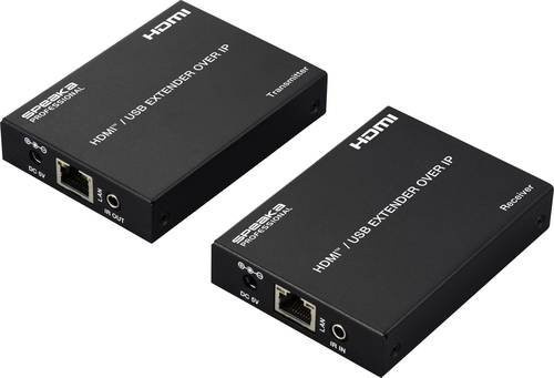 SpeaKa Professional SP-HDE-350 HDMI KVM-Extender über RJ45 Netzwerkkabel in Schwarz mit Full HD Unterstützung für bis zu 150m Reichweite - Bild 1