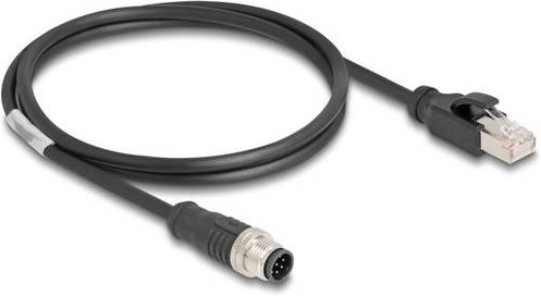 Delock 80809 Patchkabel CAT 5e S/FTP RJ45 auf M12 Ethernet LAN Kabel Schwarz, Länge: 1,00 m - Bild 1