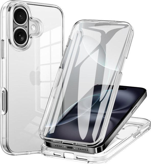 EAMAR Transparente Hülle mit 360° Vollkörperschutz für iPhone 17 Air 16 16E 15 14 13 12 Mini 11 Pro Max Plus - Bild 1