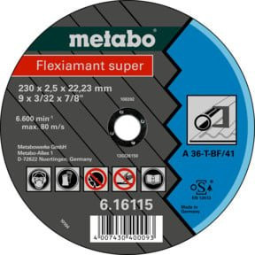 Metabo Flexiamant super Trennscheibe für Stahl, gerade Ausführung, Durchmesser: 230 mm, Dicke: 2,5 mm, Bohrung: 22,23 mm - Bild 1