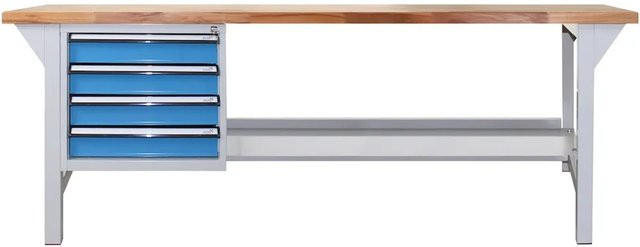 PROREGAL Werkbank Giant Rhino Plus mit 4 Schubladen in Lichtgrau und Lichtblau, H: 84 cm, B: 200 cm, T: 70 cm, Traglast 500 kg - Bild 1