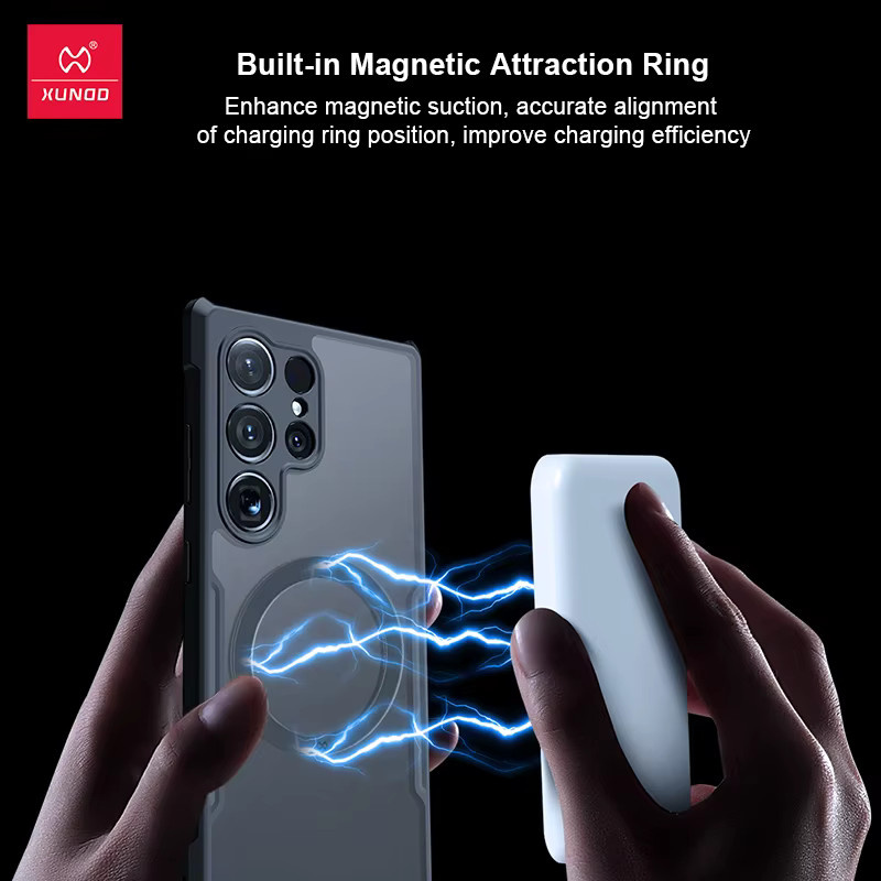 XUNDD Magnetische Hülle für Samsung Galaxy S24, S25 Ultra, S26 Ultra und S26 Plus, Transparent mit 360 Grad drehbarem Ständer und Airbag Anti-Sturz Schutz - Bild 4