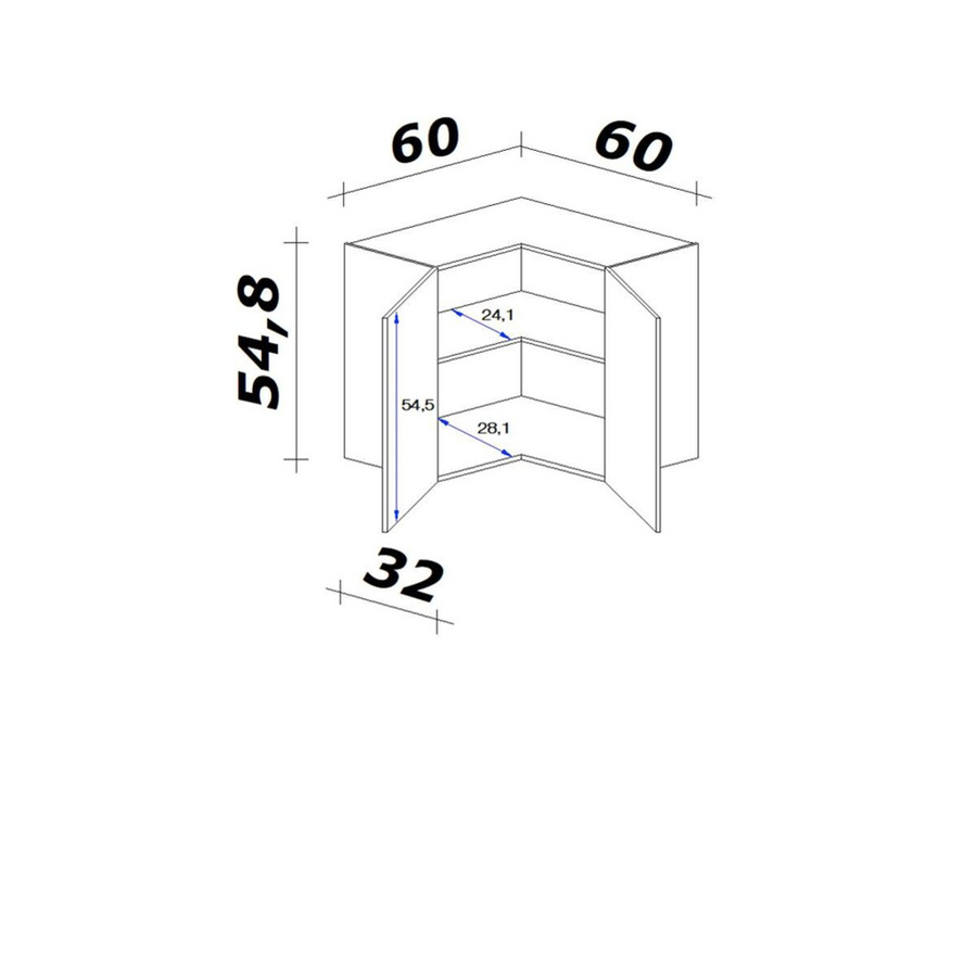 Flex-Well Küchen-Eck-Oberschrank Morena in Basaltgrau und San Remo Eiche, B/H/T: 60 x 54,8 x 32 cm - Bild 2