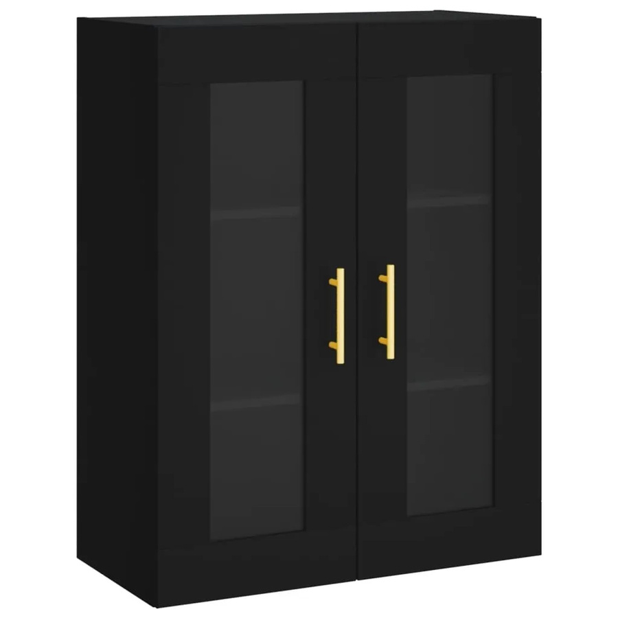 vidaXL Wandschrank Schwarz mit Glastüren, B/T/H: 69,5 x 34 x 90 cm - Bild 2