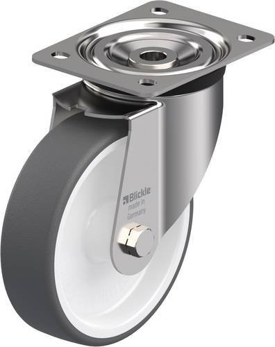 Blickle LX-POTH 160G Lenkrolle aus Edelstahl in Grau und Weiß mit 160 mm Rad-Durchmesser und 400 kg Tragfähigkeit - Bild 1