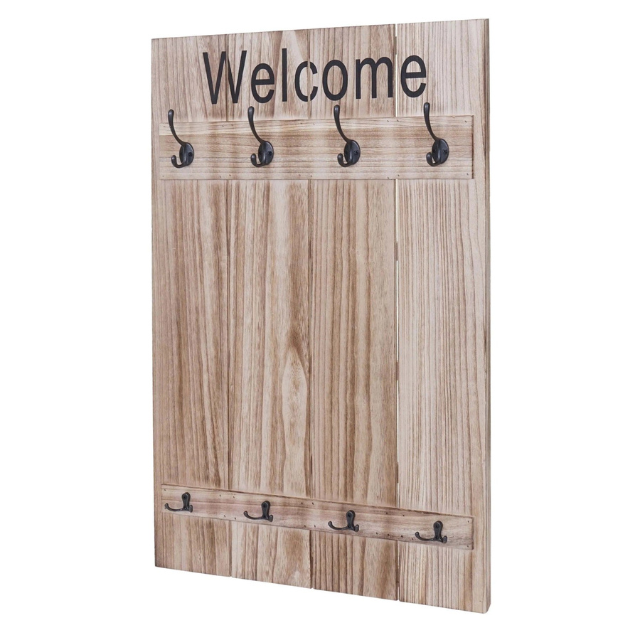 Wandgarderobe MCW Welcome C89 aus Paulowniaholz im Shabby-Look Vintage, Farbe: Braun, B x H: 91 x 60 cm - Bild 2