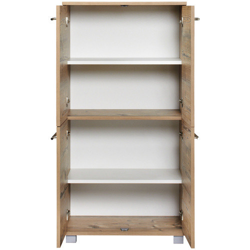 Schildmeyer Highboard Isola in Braun mit silbernen Details, Wandmontage, Breite: 60 cm, Höhe: 117 cm, Tiefe: 32,6 cm - Bild 2