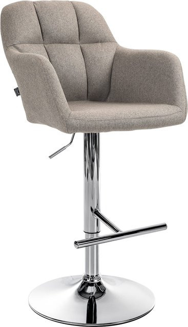 CLP Barhocker Natoma in Grau, Stoff und Metall, 360 Grad drehbar und höhenverstellbar mit Fußstütze, B/T/H: 57 x 59 x 118 cm - Bild 1