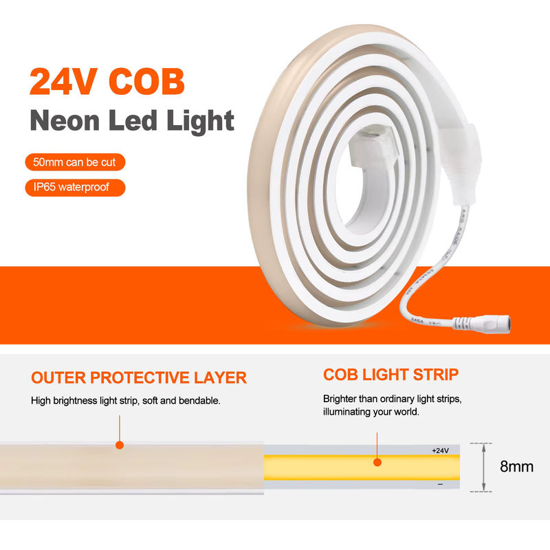 HEGEHE COB Neon LED Streifen Wasserdicht Flexibles LED Band Seil in Weiß - Bild 4