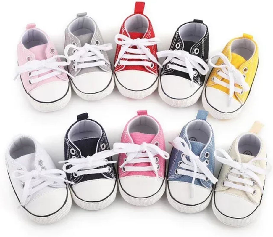 MUPLY Leinwand Baby Sport Turnschuhe für Neugeborene und Kleinkinder in Grün und Mehrfarbig - Bild 1