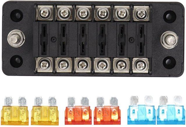 VehicleKit Universal Auto Sicherungshalter Box 32V DC 6-fach mit unabhängiger Negativfunktion in Schwarz - Bild 1