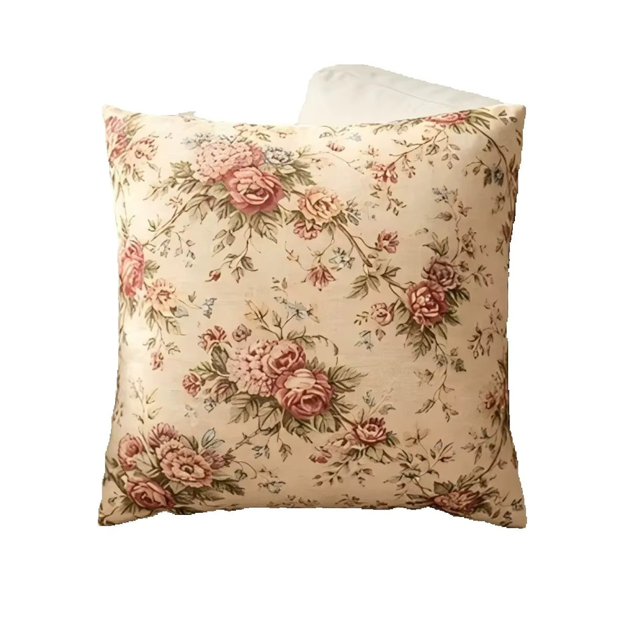 Vintage Kissenbezug mit floralem Blumenmuster im Shabby Chic Design, Farbe: Beige, B/T/H: 45 x 45 x 0 cm - Bild 6