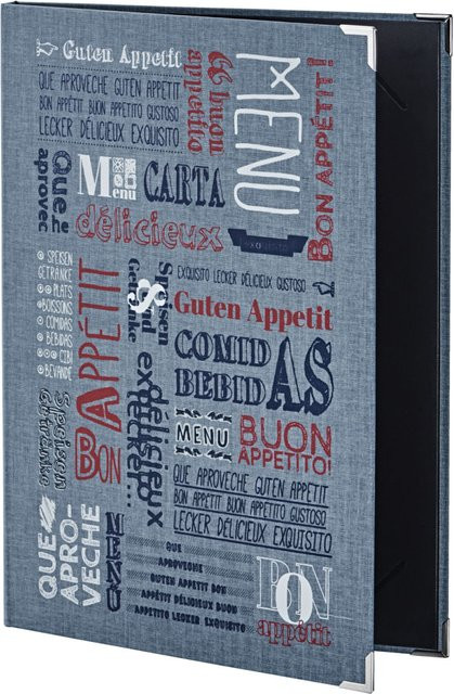 VEGA Speisekarte Vintago A5 in Blau mit 2 Seiten, B x H: 18,5 x 25,1 cm - Bild 1