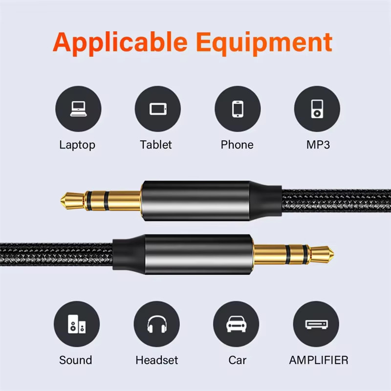 OUIO Audiokabel 3,5 mm Klinke auf Klinke Aux-Kabel für HIFI Stereo Sound - Bild 2