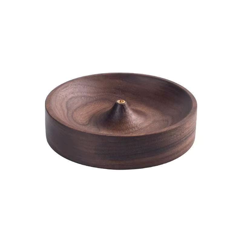 ZYAS Massiver Holz-Räucherstäbchenhalter in Braun, handgefertigter Rundhalter für Meditation und Heimdekoration - Bild 6