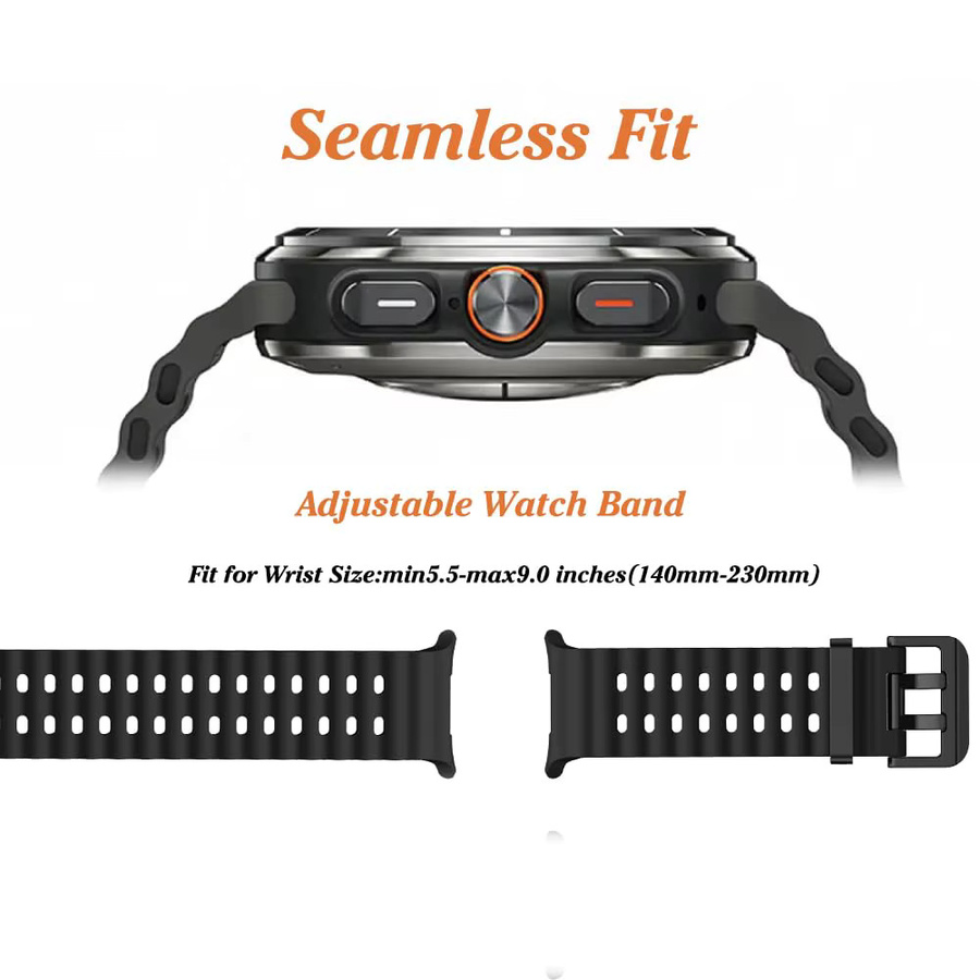 yunfook Uhrenarmband, Kautschuk, Schwarz, Unisex - Bild 3