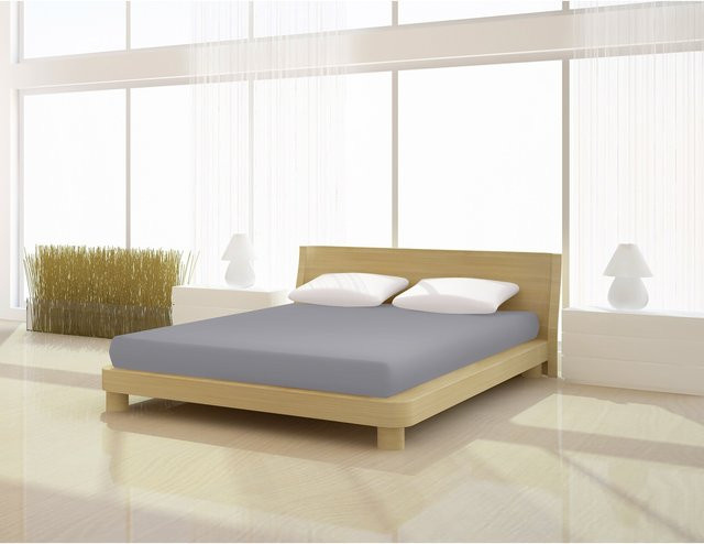 Mr. Sandman Spannbetttuch de luxe aus Elastan in Grau, B: 90-100 cm, L: 200-220 cm - Bild 1