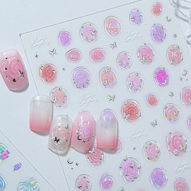 NAILFYOU Nagelaufkleber Rosa-Lila, Schimmernd - Bild 1