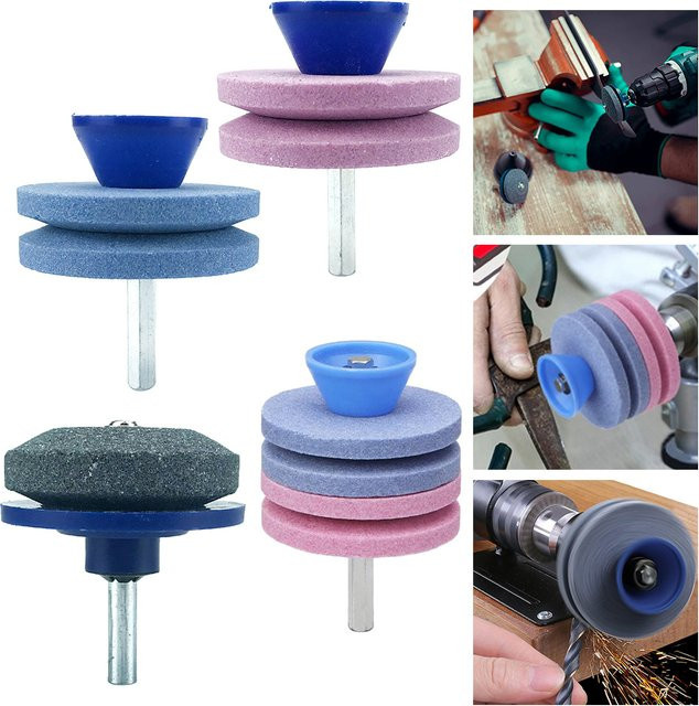 VIBRATITE Rasenmäher-Schleifscheibe als tragbarer Wetzstein in Blau und Multicolour für Elektro-Rasenmäher - Bild 1