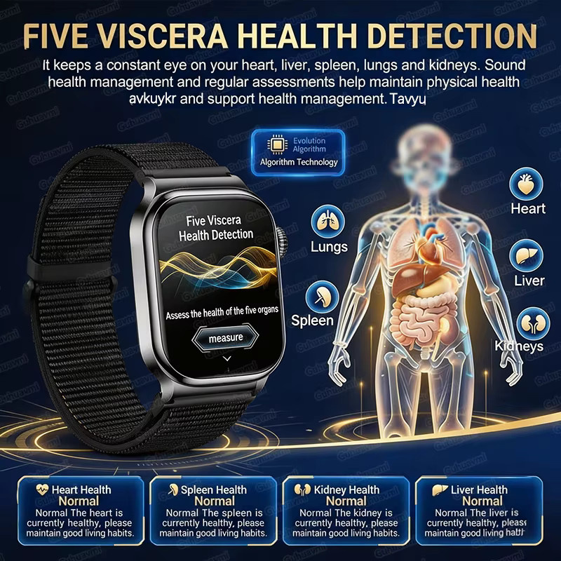TAVYU Smartwatch für Herren in Schwarz mit HD AMOLED-Bildschirm, EKG, SpO2, Blutdruckmessung und Bluetooth-Anruf Funktion - Bild 5