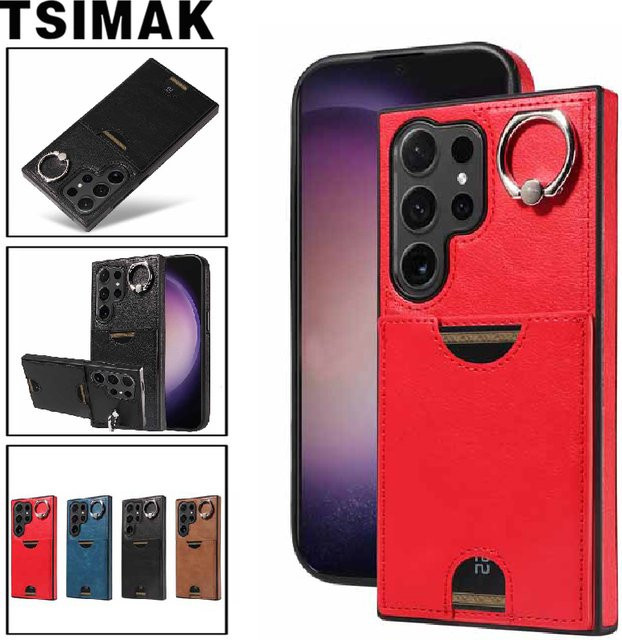 Fundas Brieftasche aus Leder mit Kartenfach für Samsung Galaxy S25 Ultra, S24 Ultra, S25 Plus, S23, S22, S21 FE in Schwarz - Bild 1