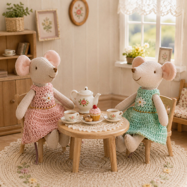 mumamuying Häkel-Maus-Puppe, Plüschtier, Rosa / Pink - Bild 1