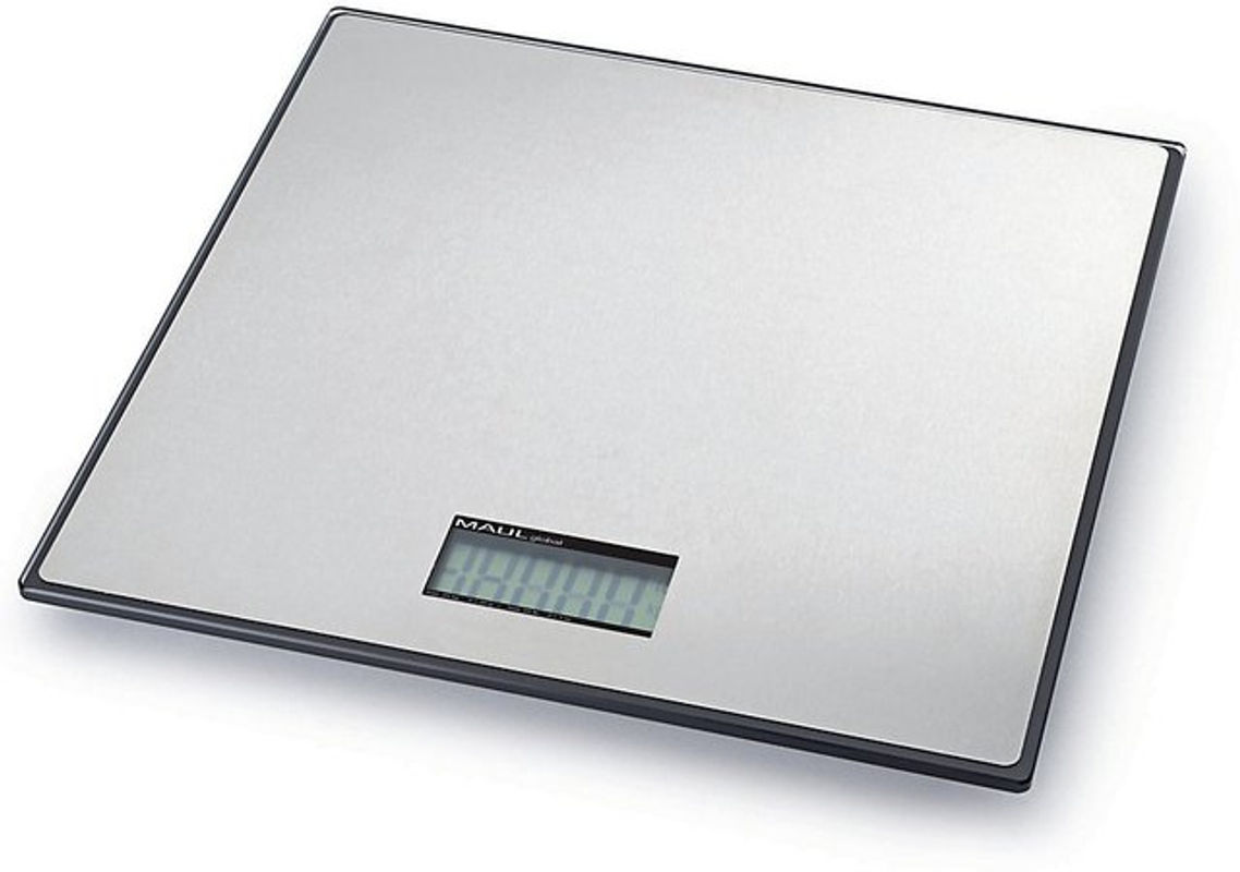 MAULglobal digitale Paketwaage mit Edelstahl-Auflage und LCD-Anzeige, Tragkraft 25 kg, Schwarz/Silber - Bild 2