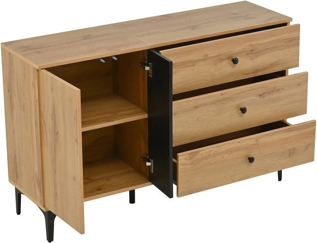 okwish Sideboard Modernes Buffet für Wohnzimmer und Esszimmer, Farbe: Natur, B/T/H: 120 x 35 x 76 cm - Bild 1