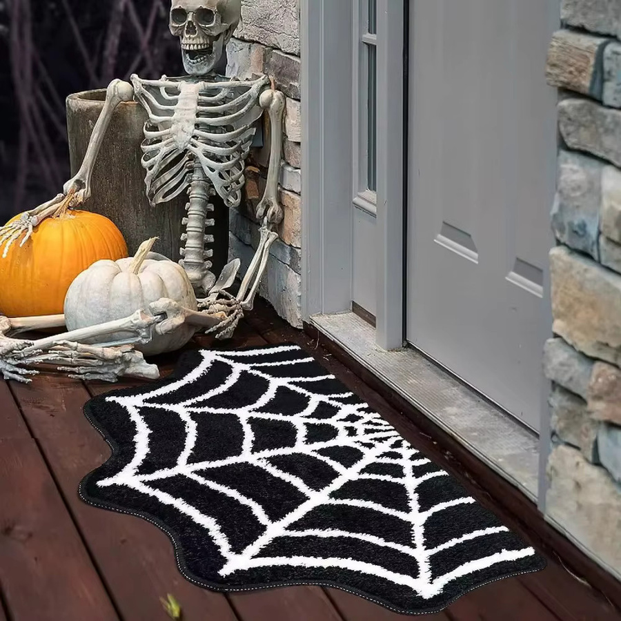 VIKAMA Halloween Badezimmerteppich mit Spinnennetz-Design, Anti-Rutsch, Schwarz, B/T: 60 x 40 cm - Bild 3