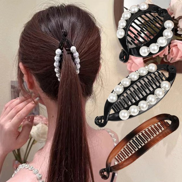 FORWOT Haar Klaue Clip, Perle, Strass, Damen - Bild 1