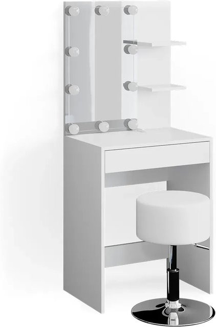 Vicco Schminktisch Isabelle Weiß mit LED-Beleuchtung und Hocker, Breite: 60 cm - Bild 2
