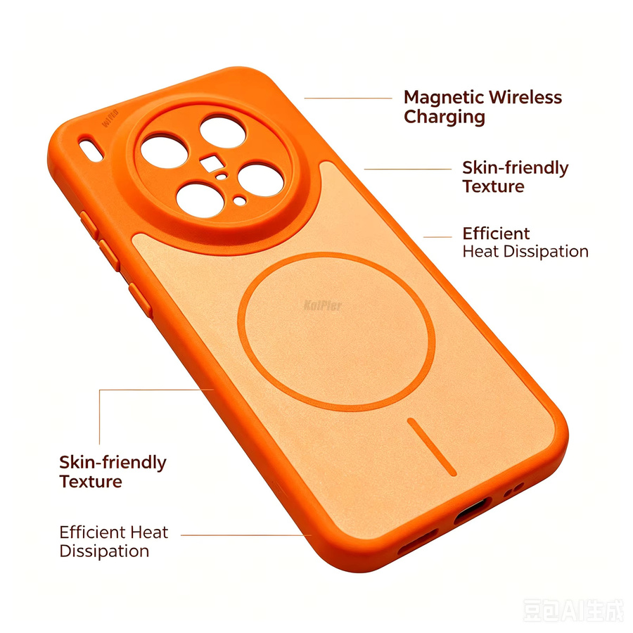 Wärmeableitende Silikon-Handyhülle für Vivo X300 Ultra und X300PRO, magnetisch, stoßfest und kompatibel mit kabellosem Laden, Farbe: Pink - Bild 2