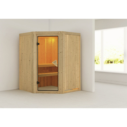 Karibu Sauna Tartu für 3 Personen aus Fichte in Beige, B/T/H: 198 x 151 x 151 cm - Bild 2