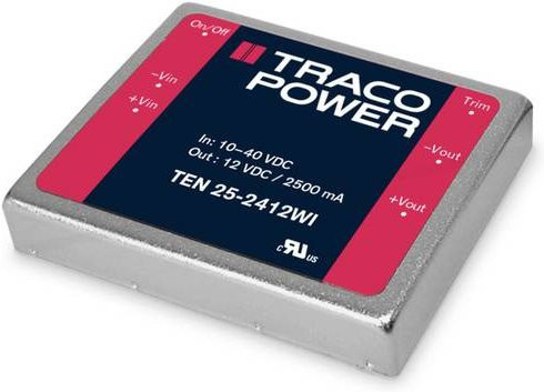 TracoPower TEN 25-4812WI DC/DC-Wandler, Print, 48 V/DC zu 12 V/DC, 2.5A, 25W, Farbe: Silber - Bild 1