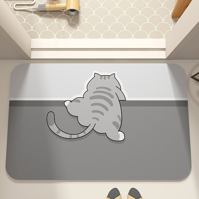 VIKAMA Cartoon Haustier Badezimmerteppich, rutschfeste und saugfähige Anti-Rutsch-Matte mit Tier-Motiv für Dusche und Bad, B/T: 60 x 40 cm - Bild 1