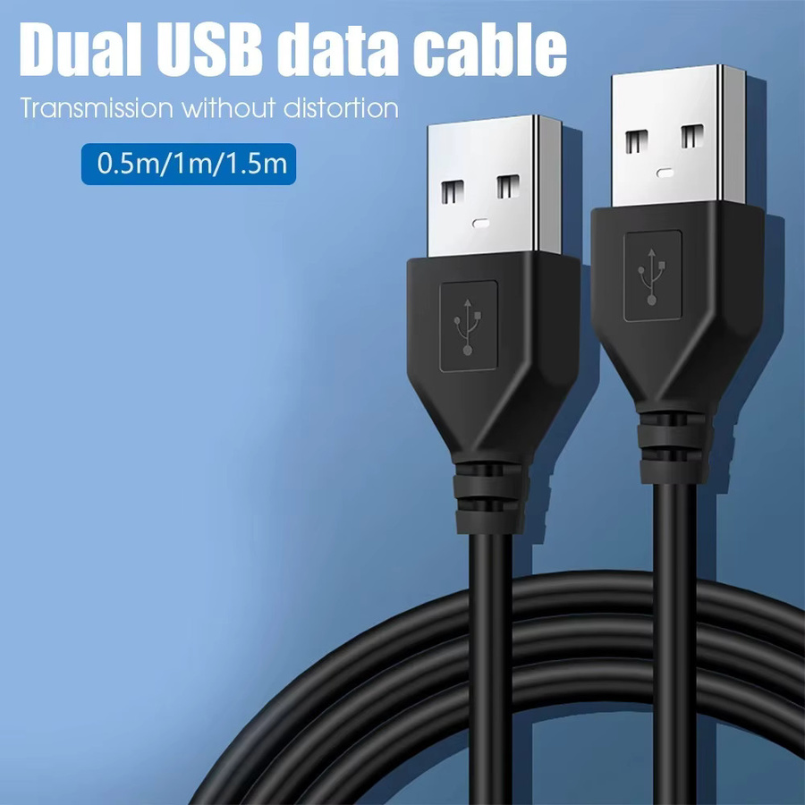 USB A auf USB A Dual Verlängerungskabel für Datenübertragung, Schwarz - Bild 2