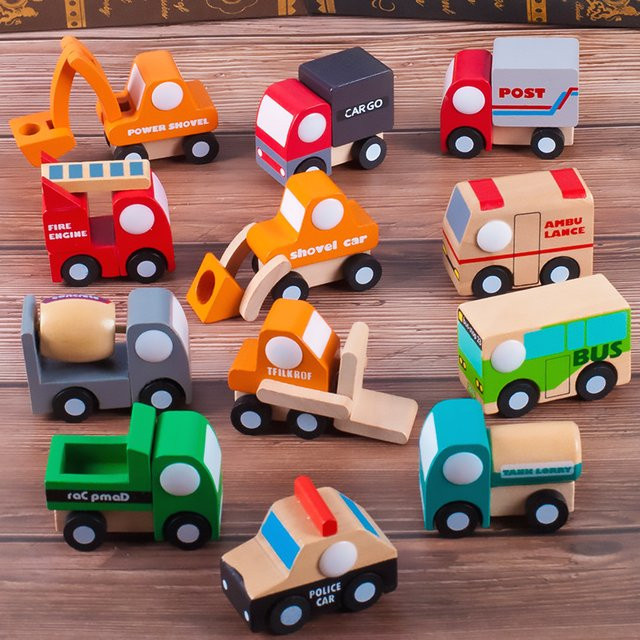 Brozebra Mini Holz Auto Flugzeug Modell Spielzeug, 12-teiliges Set, ab 3 Jahren - Bild 1
