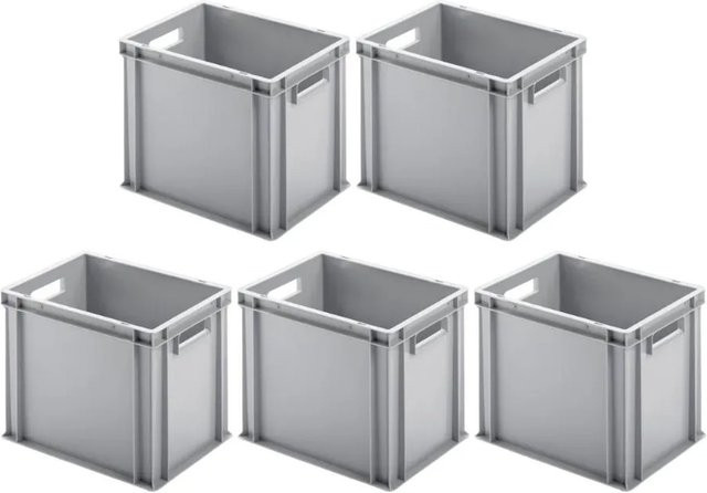 PROREGAL SparSet 5x Eurobehälter mit offenem Griff in Grau, H x B x T: 32 x 30 x 40 cm, 29 Liter Transportboxen - Bild 1