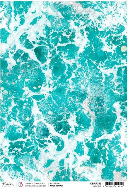 Motiv-Strohseide Aquaholic in Blau, Format A4 - Bild 1