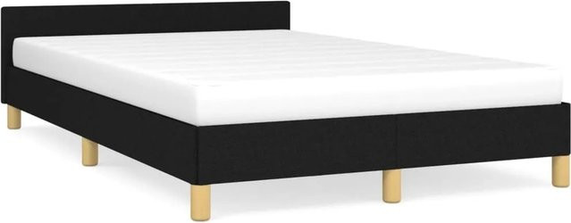 vidaXL Bettgestell mit Kopfteil in Schwarz aus Stoff, B/T/H: 120 x 200 x 123 cm - Bild 1
