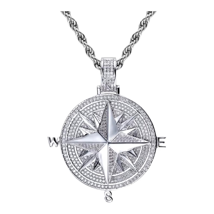 MossanRappr Kompass-Anhänger, 1,02 Karat Moissanit, 14K Vergoldet, Unisex - Bild 3