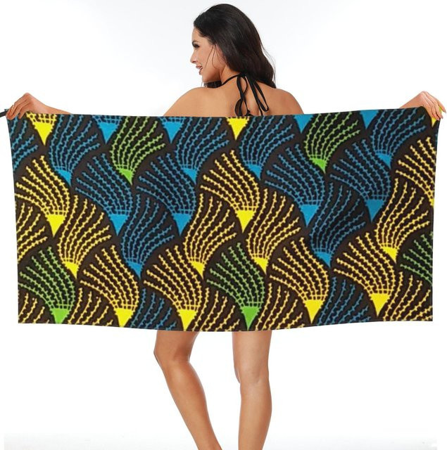 Afrikanisches Ankara Wachsdruck Strandtuch von JMG Household Supplies aus weicher Mikrofaser, schnelltrocknend und saugfähig, Multicolour, Breite: 70 cm, Länge: 140 cm - Bild 1