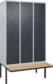 C+P Z-Spind Classic PLUS Sitzbank mit 6 Fächern und Zylinderschloss, Buche-Hartholz und Stahl, B/T/H: 212 x 120 x 81,5 cm - Bild 1