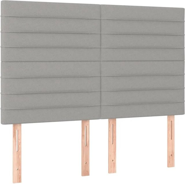 vidaXL LED Kopfteil in Hellgrau mit USB-Ladeport und integrierter Beleuchtung, Breite: 144 cm, Tiefe: 5 cm, Höhe: 118 bis 128 cm - Bild 1