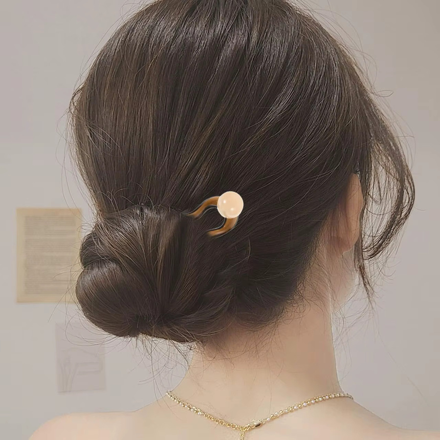 4 Stück U-förmige Haarnadeln mit Perlen, Damen, Chignon Pins - Bild 3
