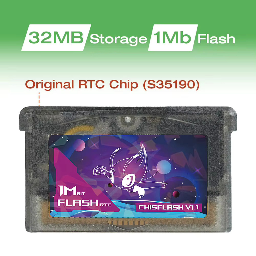 ChisFlash V1.1 GBA RTC-Karte mit S35190 RTC-Chip, 32MB Speicher und 1MB Flash-Kartusche, Schwarz/Transparent, kompatibel mit GBA, GBASP, GB Pocket und GBM - Bild 5