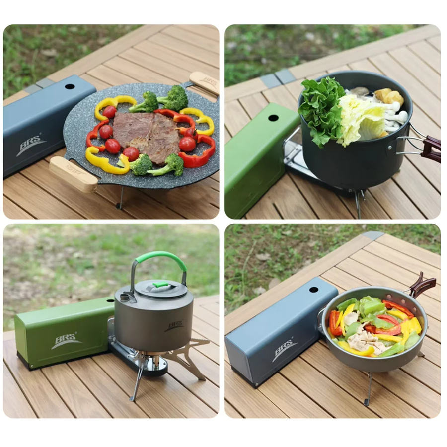 Tragbarer Klappkassettenherd BRS-97 aus Edelstahl mit 3800 W Gasbrenner in Silber oder Grün - Bild 3