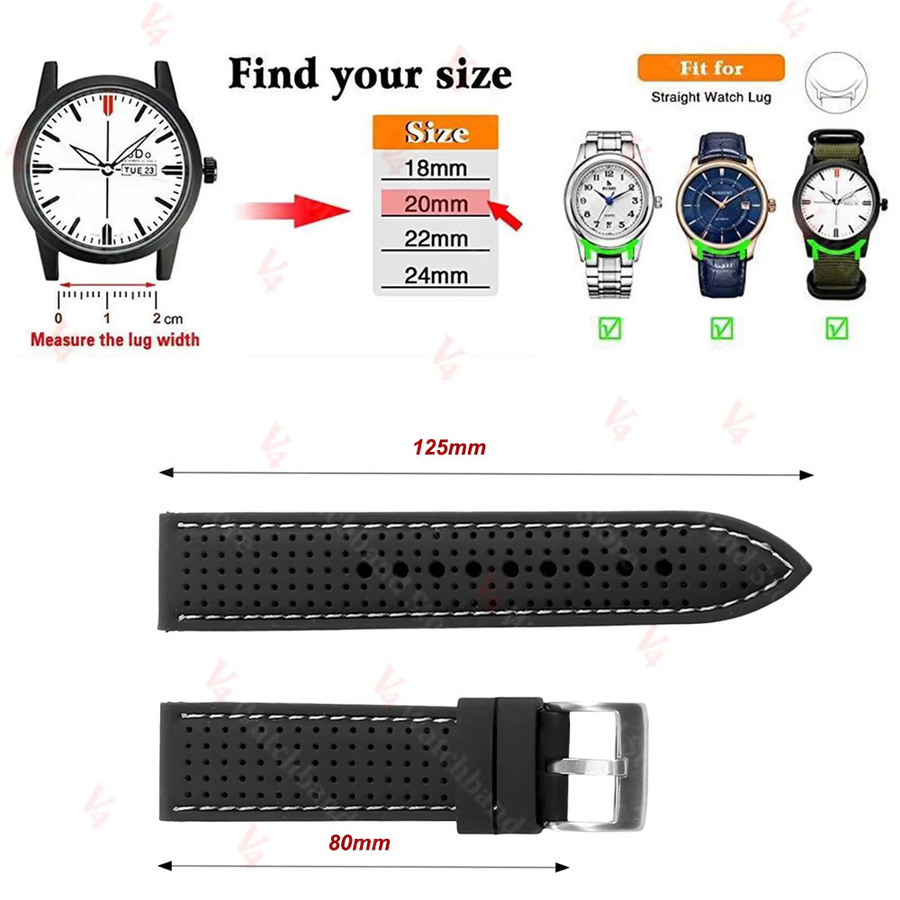Uhrenarmband Silikon, Schwarz, Unisex - Bild 4