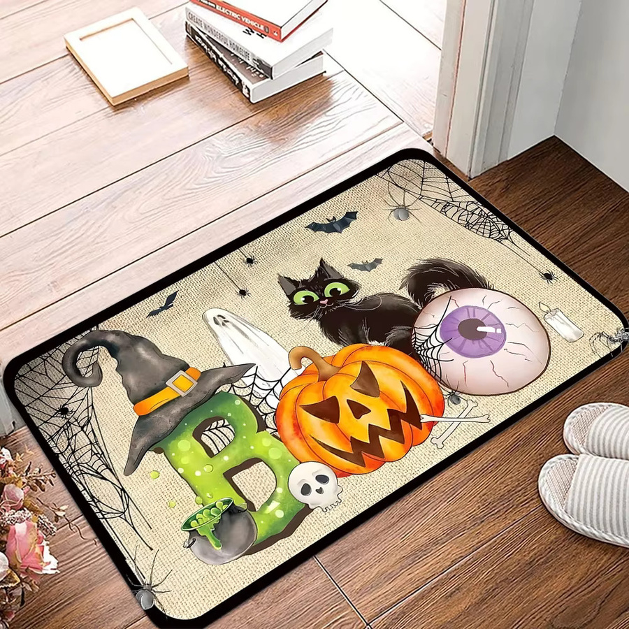VIKAMA Halloween Willkommen Bodenmatte mit Geistern und Kürbissen, Mehrfarbig, B: 60 cm, T: 40 cm - Bild 1